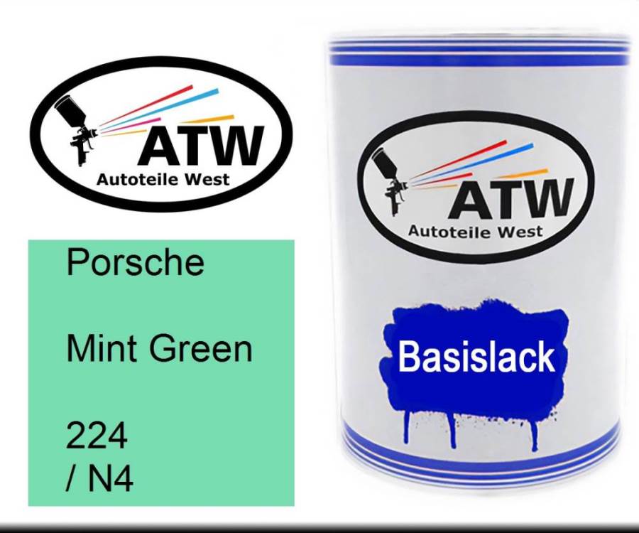 Porsche, Mint Green, 224 / N4: 500ml Lackdose, von ATW Autoteile West.